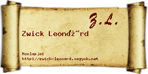 Zwick Leonárd névjegykártya