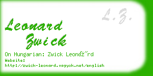 leonard zwick business card